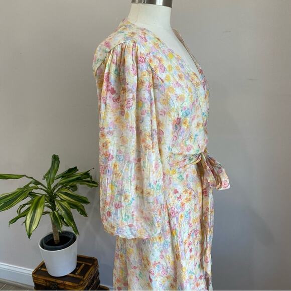 MINKPINK Elvire Floral Romantic Wrap Print Mini Dress Size X-Large - Picture 8 of 13